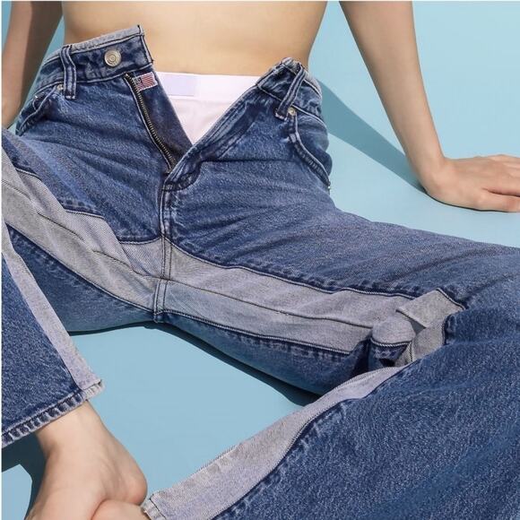 NEW Daily Blue by Adriano Goldschmeid Virgo Wide Leg Jeans Two Toned Size 30 - Picture 6 of 12